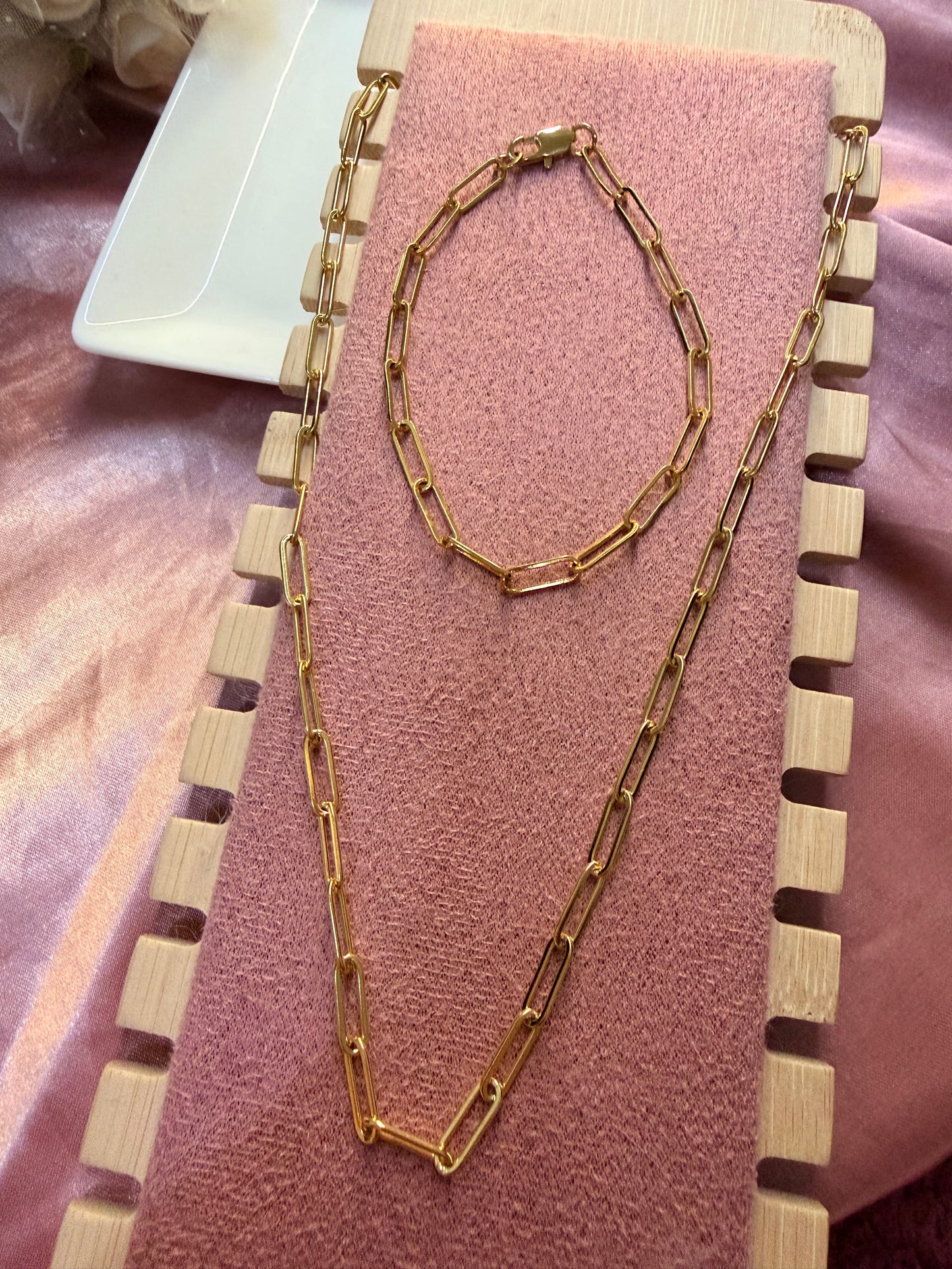 Paperclip Necklace and Bracelet Set
