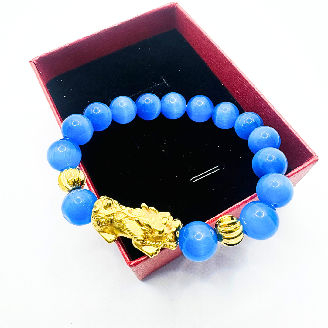 Pixiu Blue Natural Stone Charm Bracelet