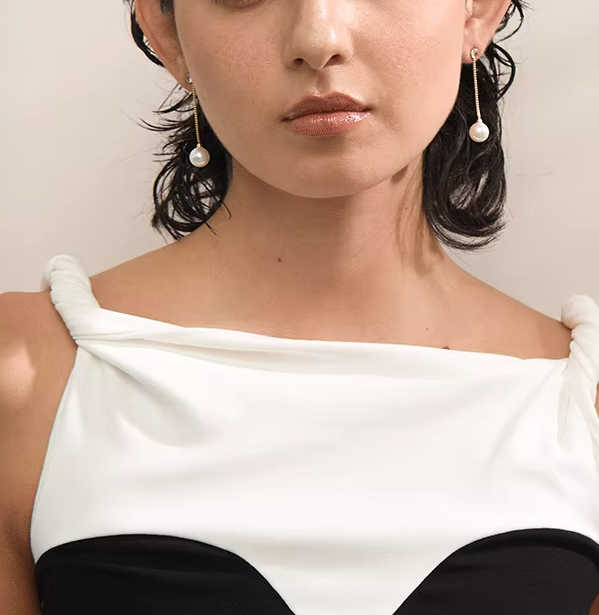 Pearls Long Chain Hanging Dangle Earrings
