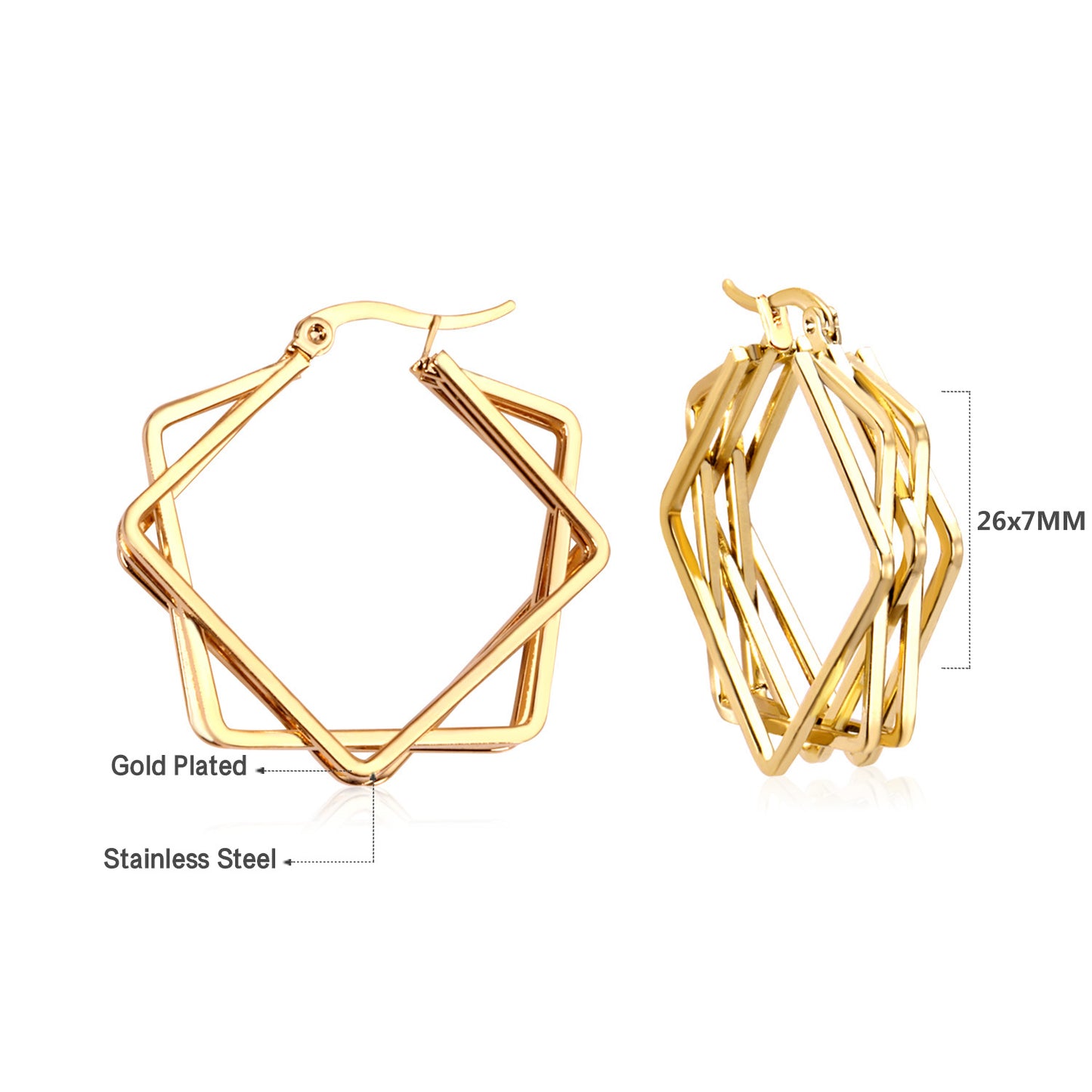 Hexagon Hoop Earrings