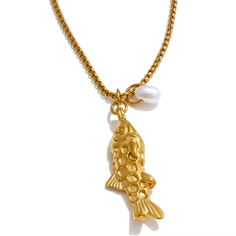 Pearl Fish Pendant Necklace