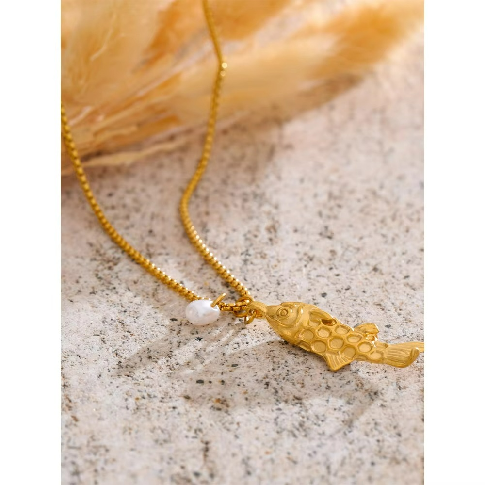 Pearl Fish Pendant Necklace