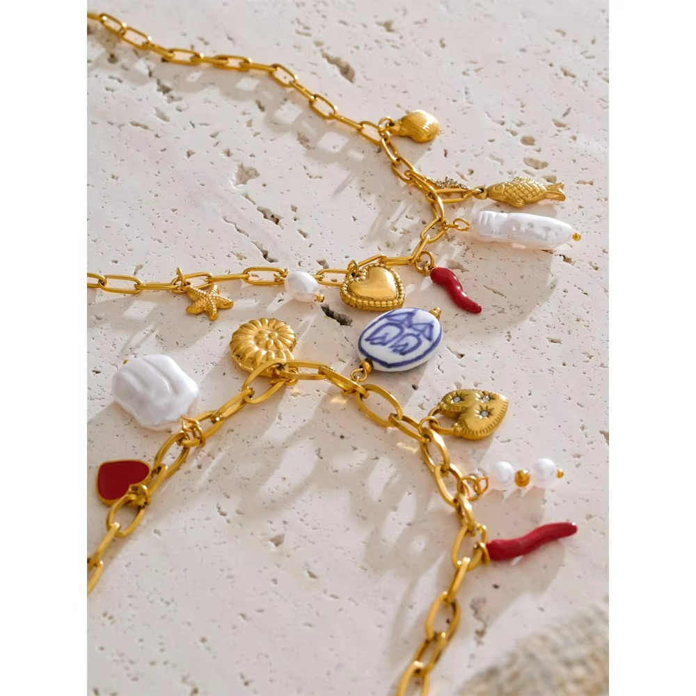 Ocean Heart Charm Necklace