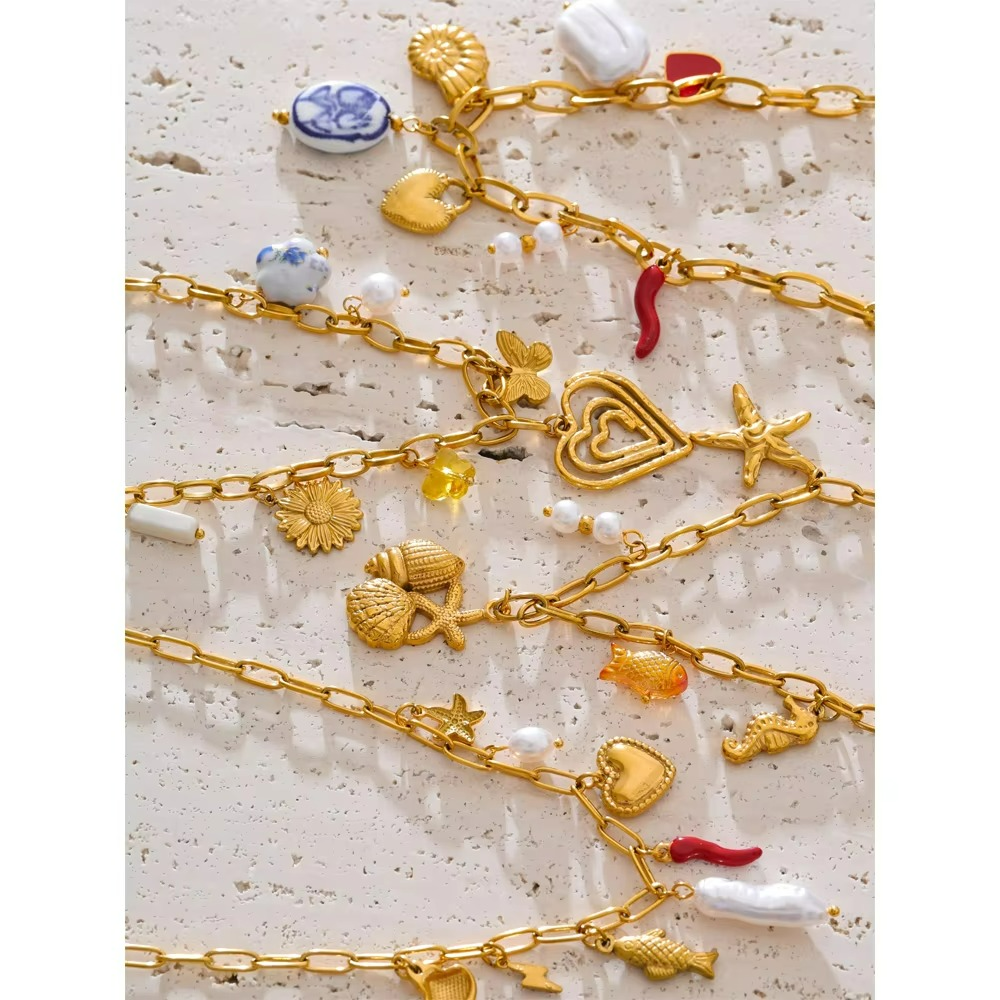 Ocean Heart Charm Necklace