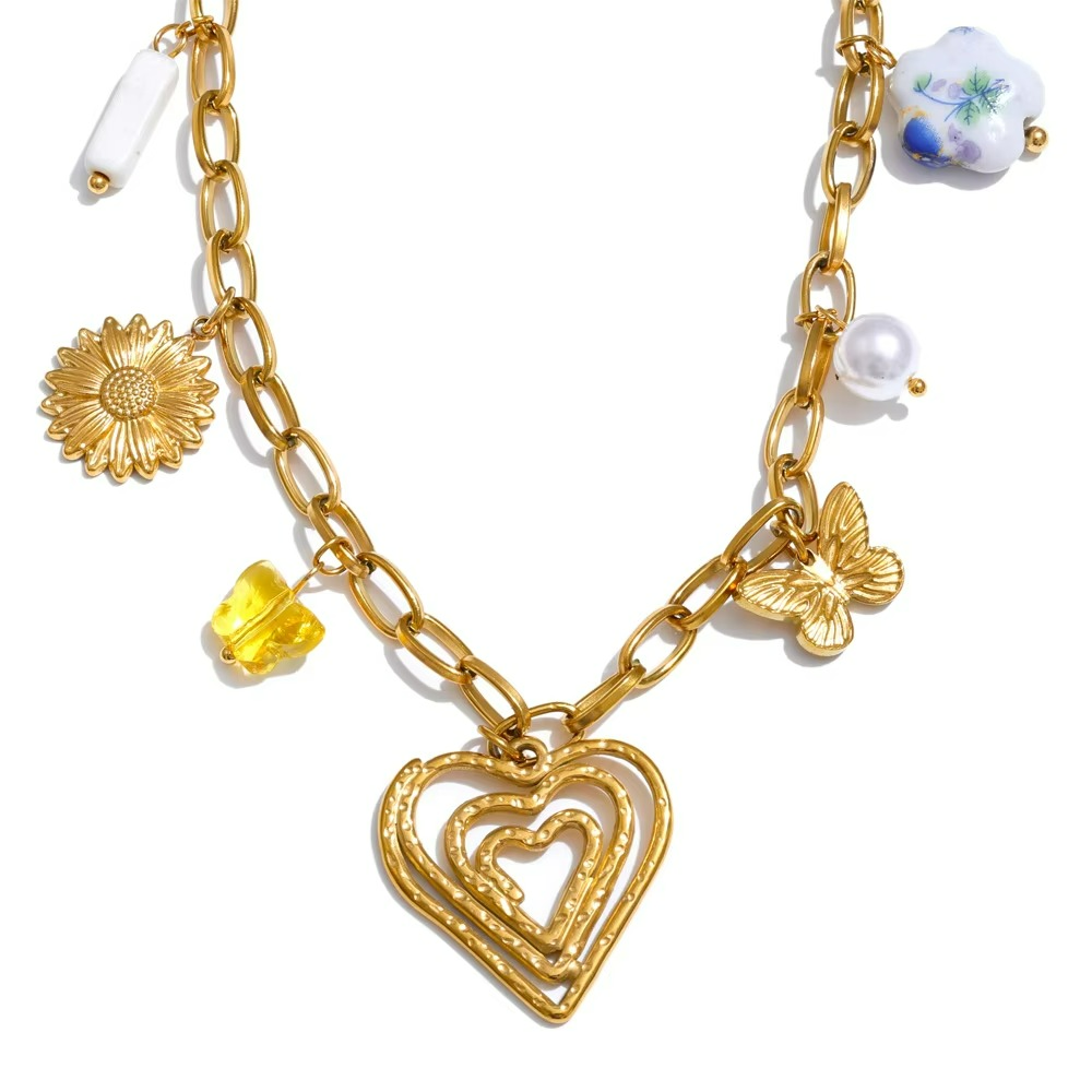 Ocean Heart Charm Necklace
