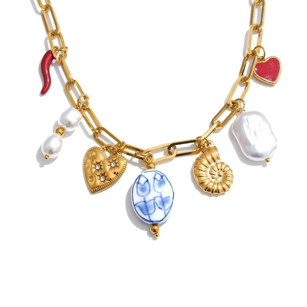 Ocean Heart Charm Necklace