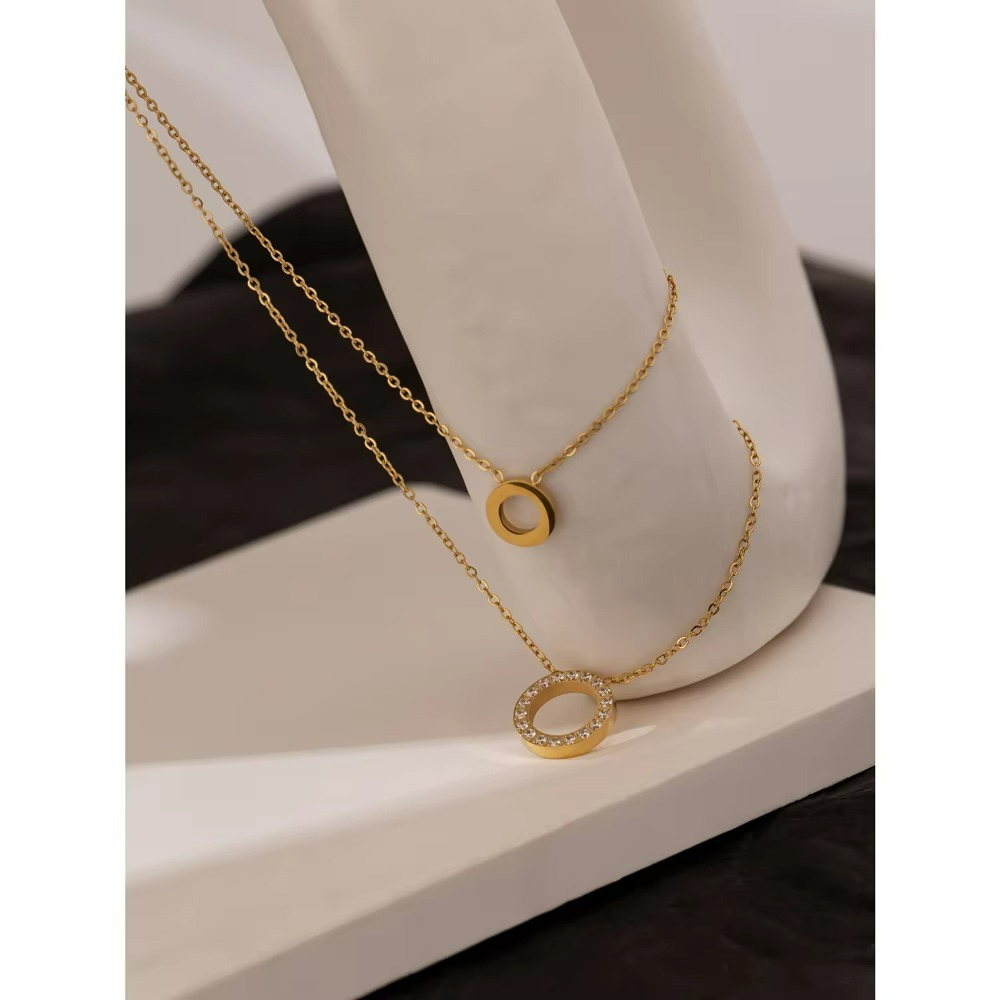 Round Hollow Layered Chain Necklace