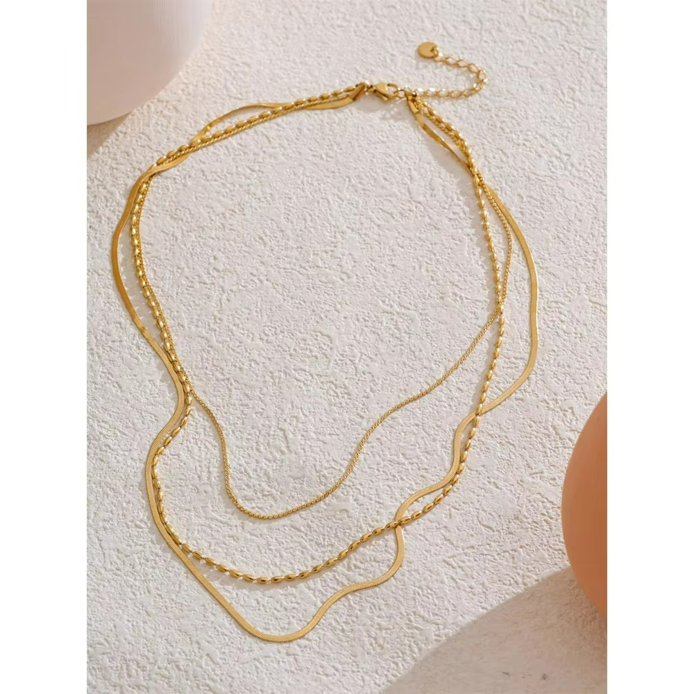 Minimalist Stainless Steel Layered Stacking Fashion Chain Necklace