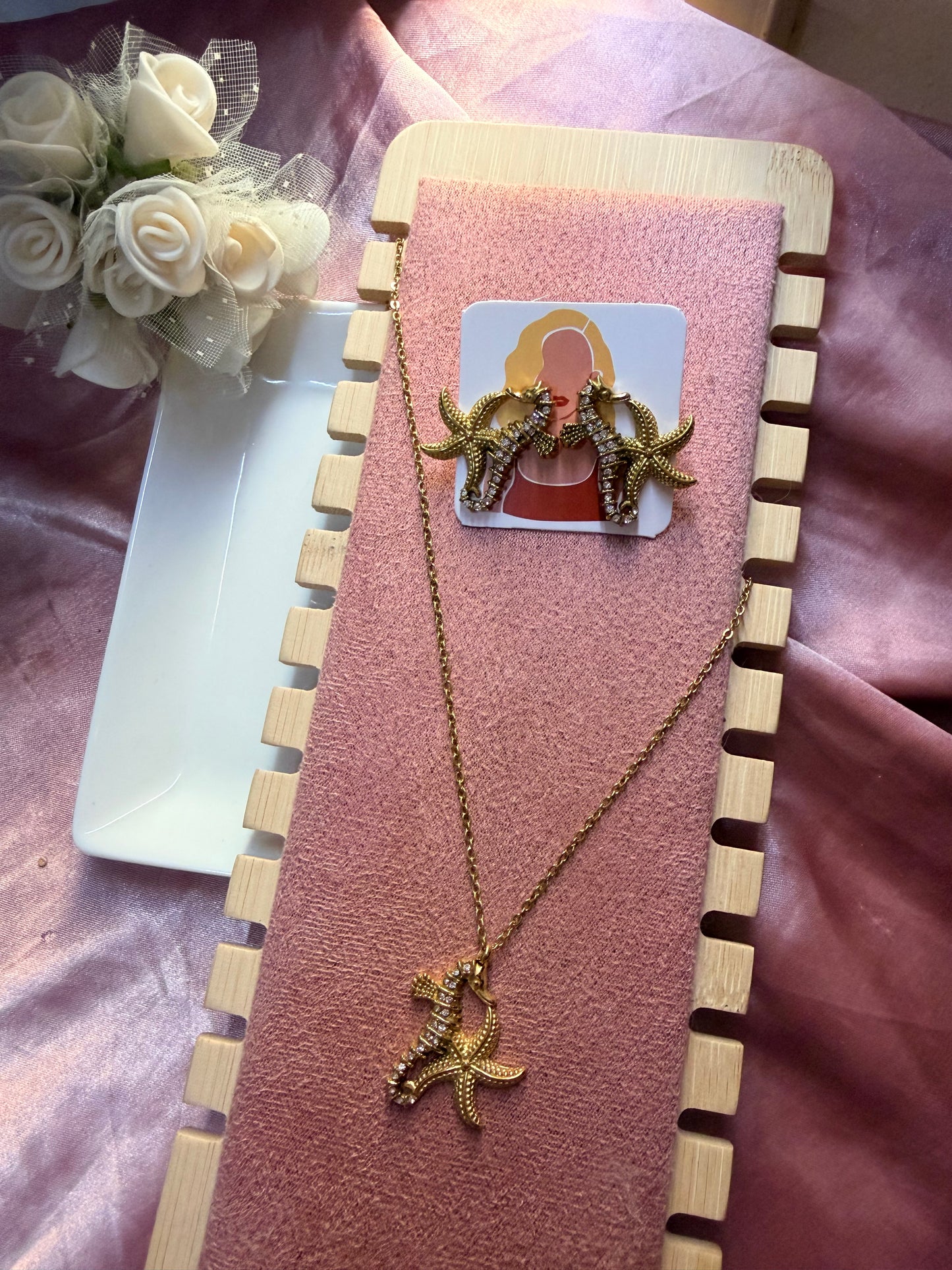 Starfish Necklace and Earrings Set