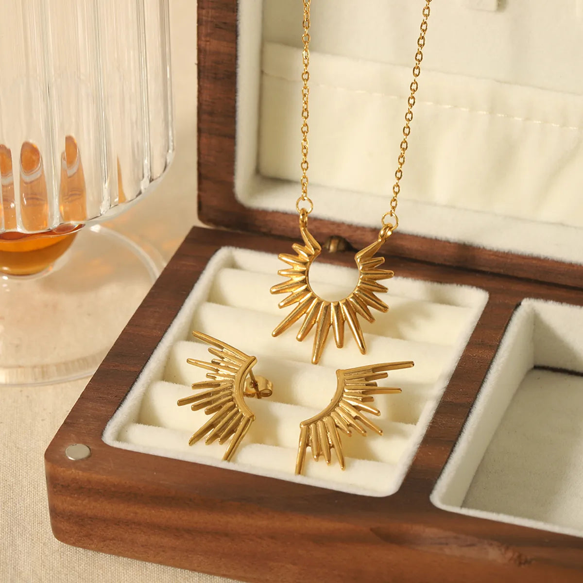 Rising Sun Necklace and Earrings Set