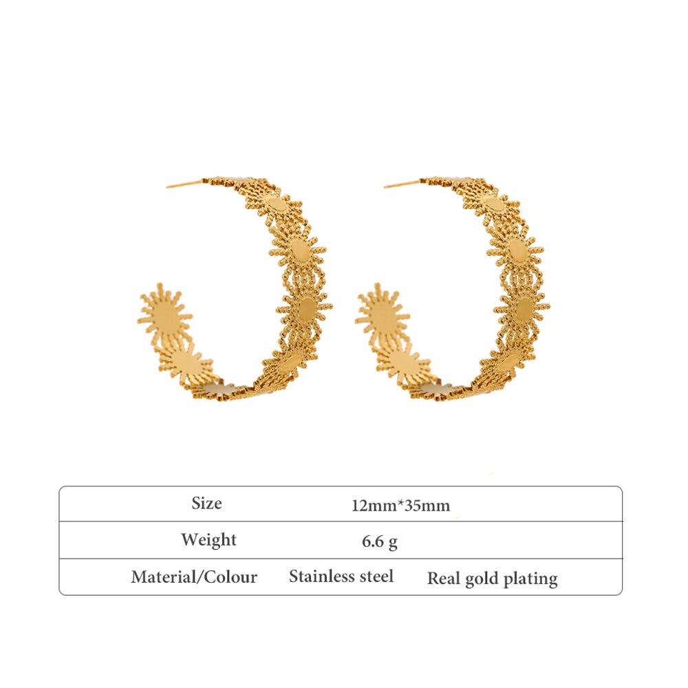 Round Flower Hoop Earrings