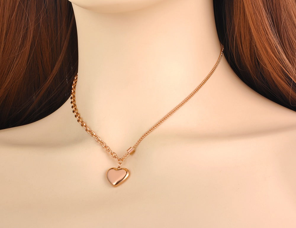 Love Heart Charm Necklace and Earrings Set