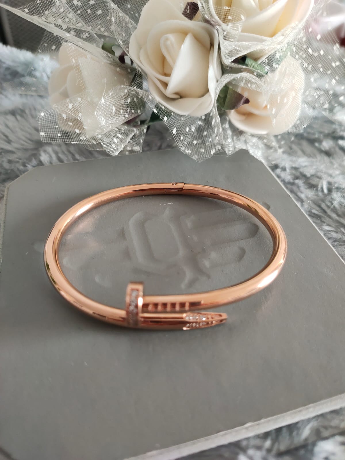 Nail Rhinestone Studded Bangle