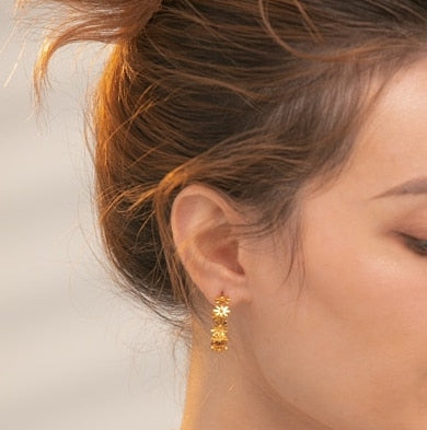 Flower Petals Hoop Earrings