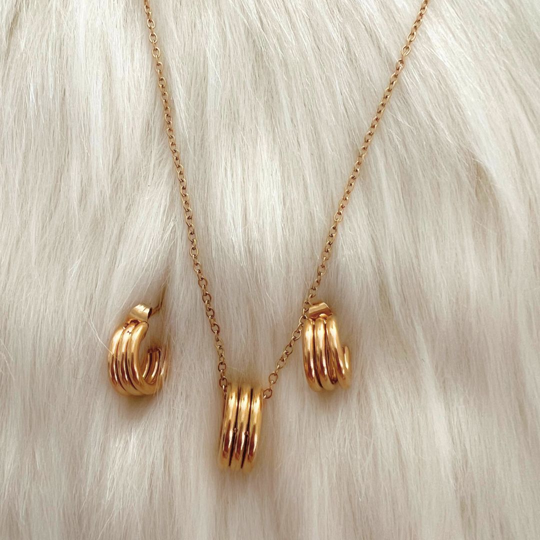 Triple Necklace and Earrings set