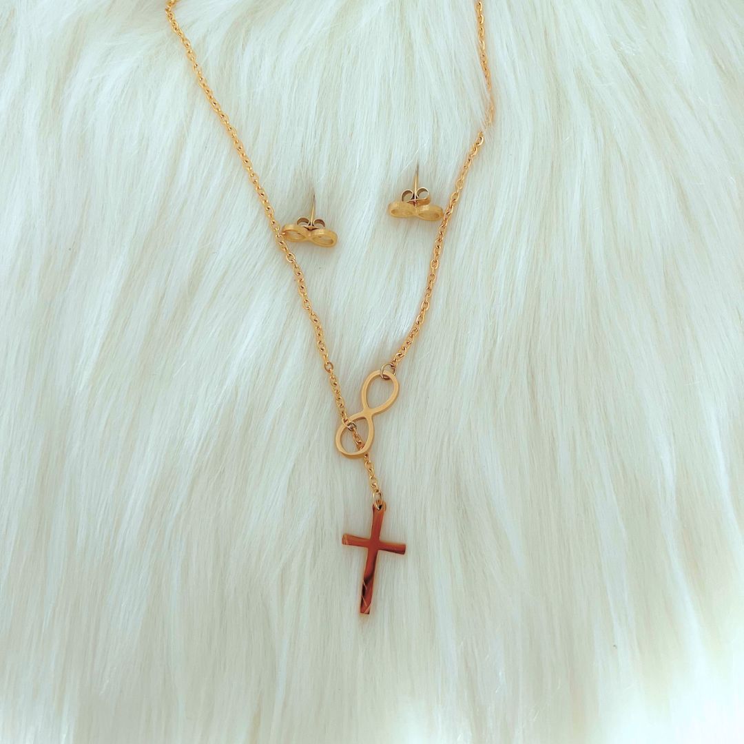 Infinity Cross Necklace and Earrings set