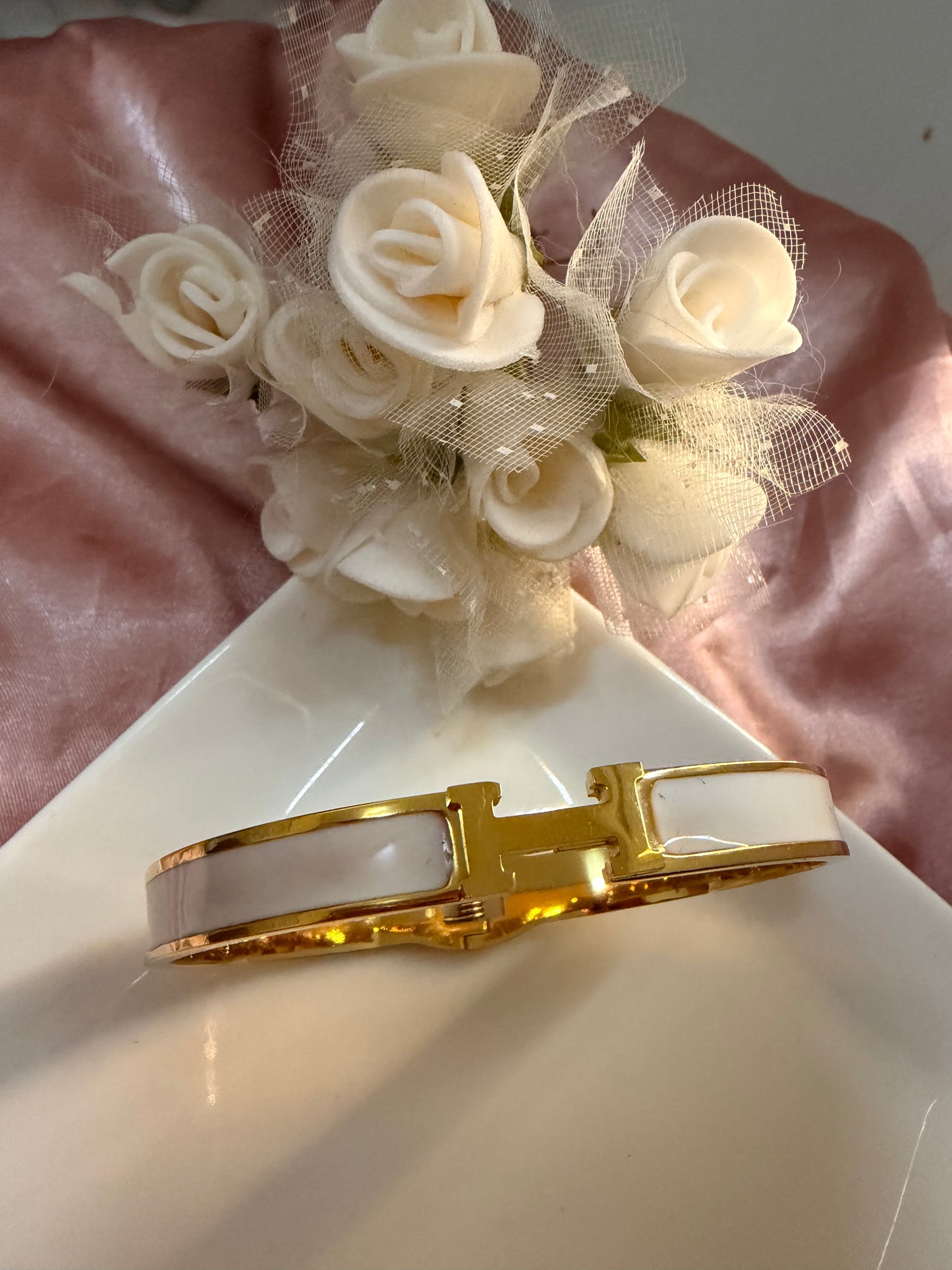 H White Enamel Bangle