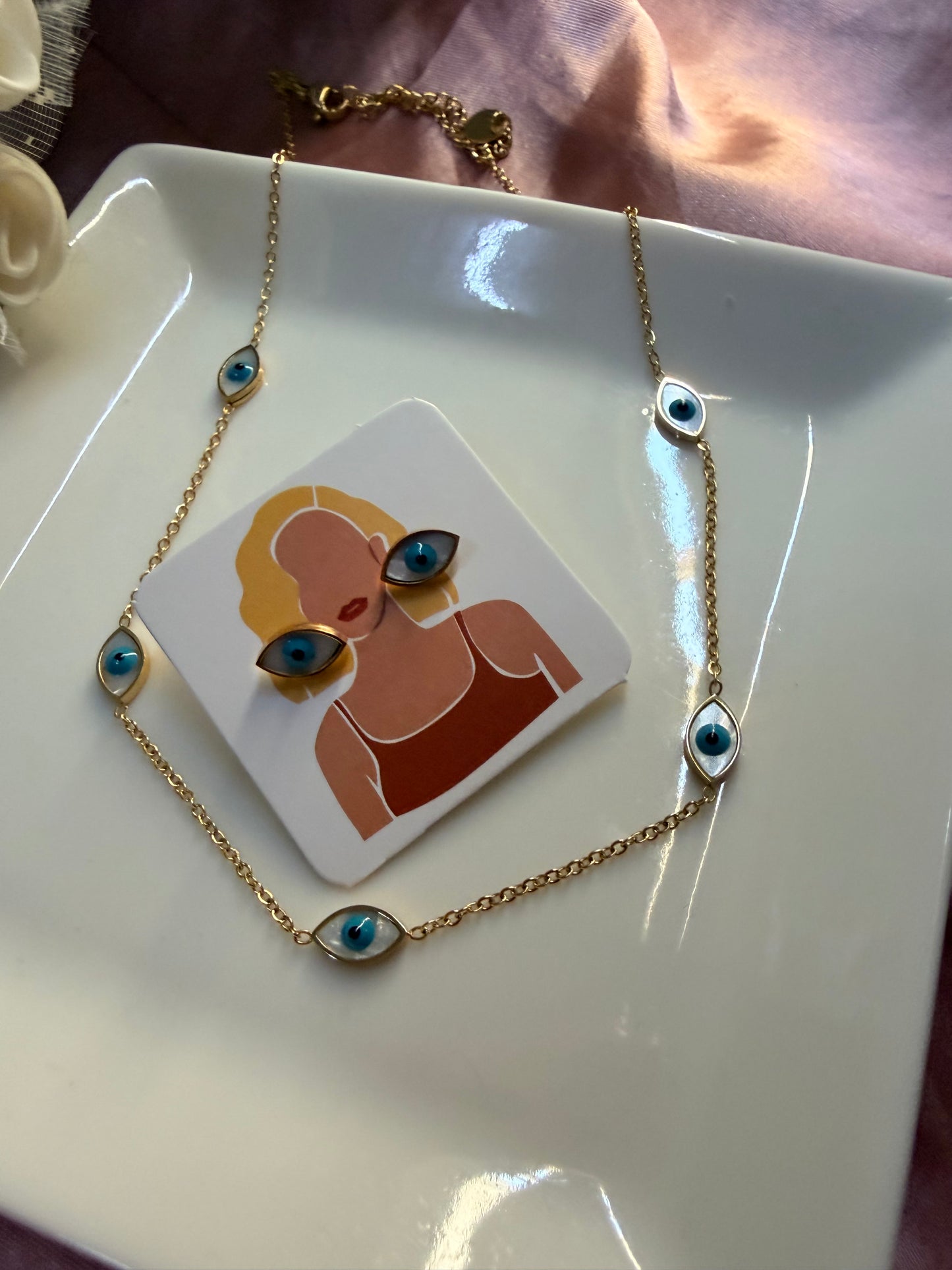 Eye Necklace and Earrings Set