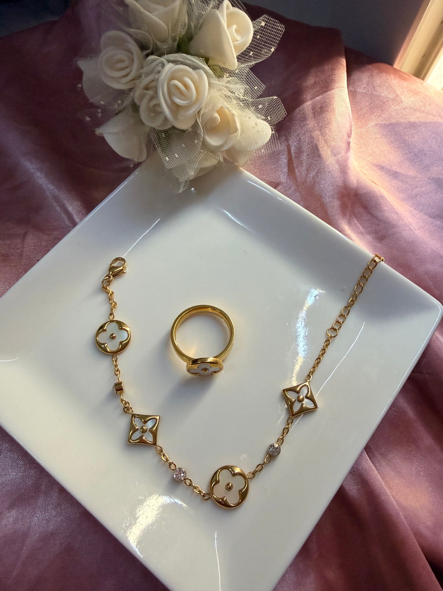 Floral Bracelet and Ring Set