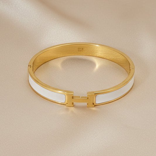 H White Enamel Bangle