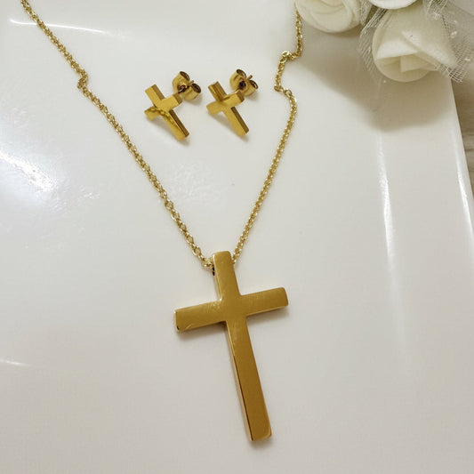 Cross Necklace and Earrings Set