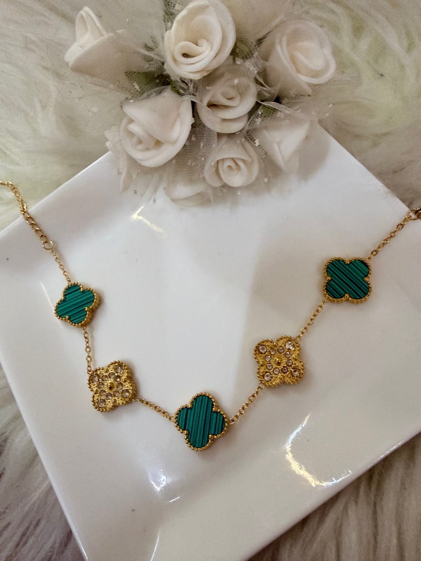 Four Leaf Clover Zirconia Bracelet Green