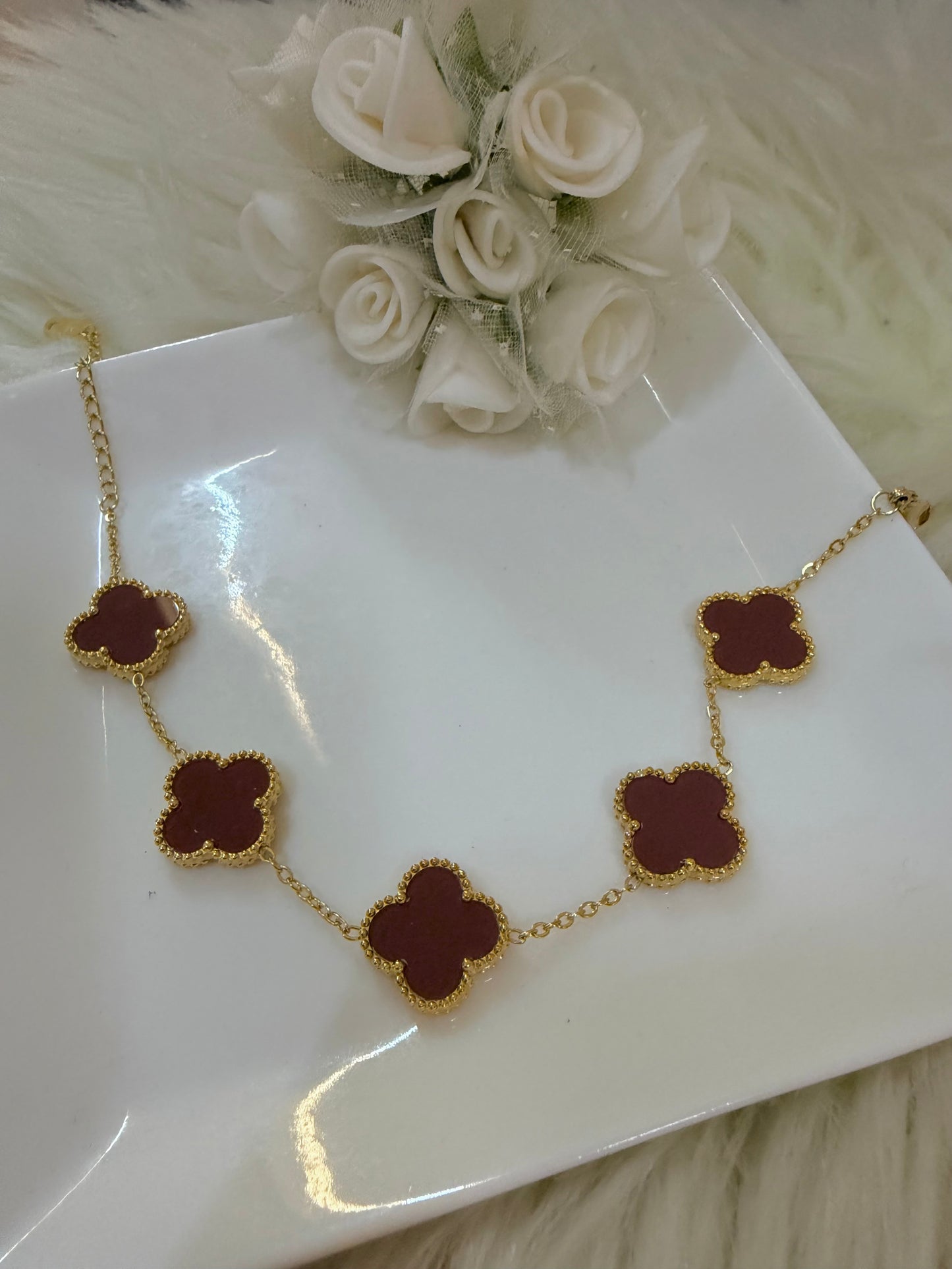 Four Leaf Clover Zirconia Bracelet Red