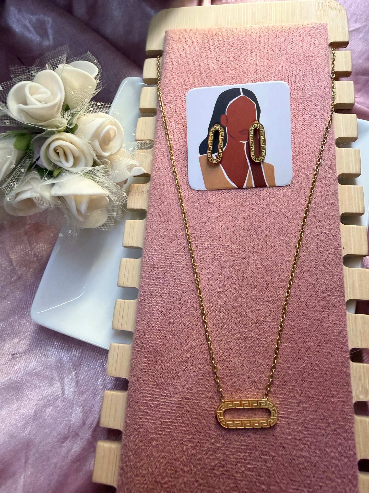 Greek Necklace and Earrings Set