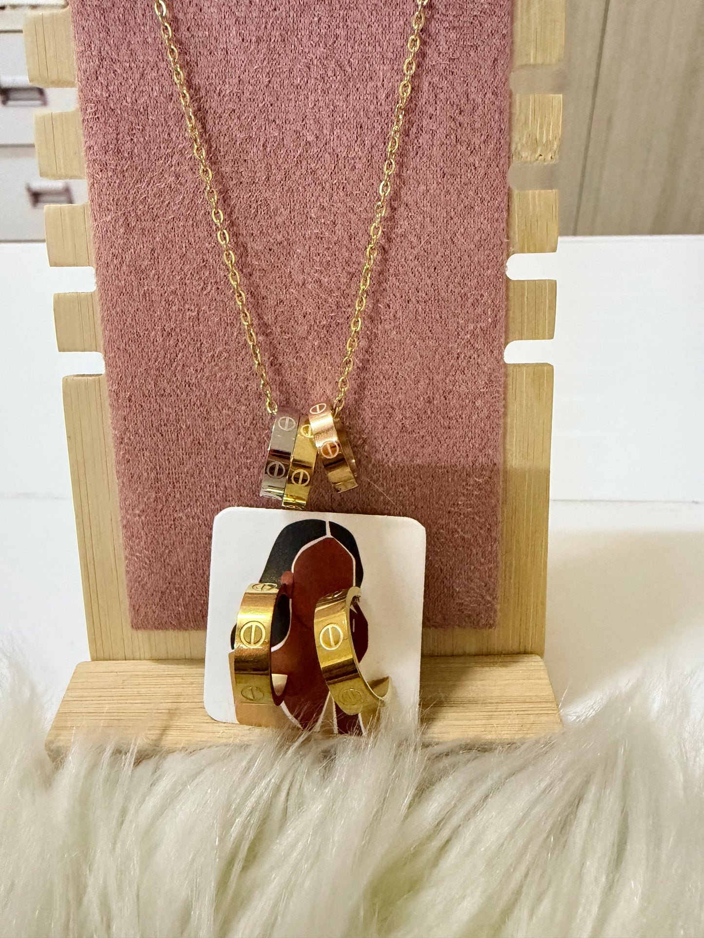 Tricolor Forever Love Necklace and Earrings Set