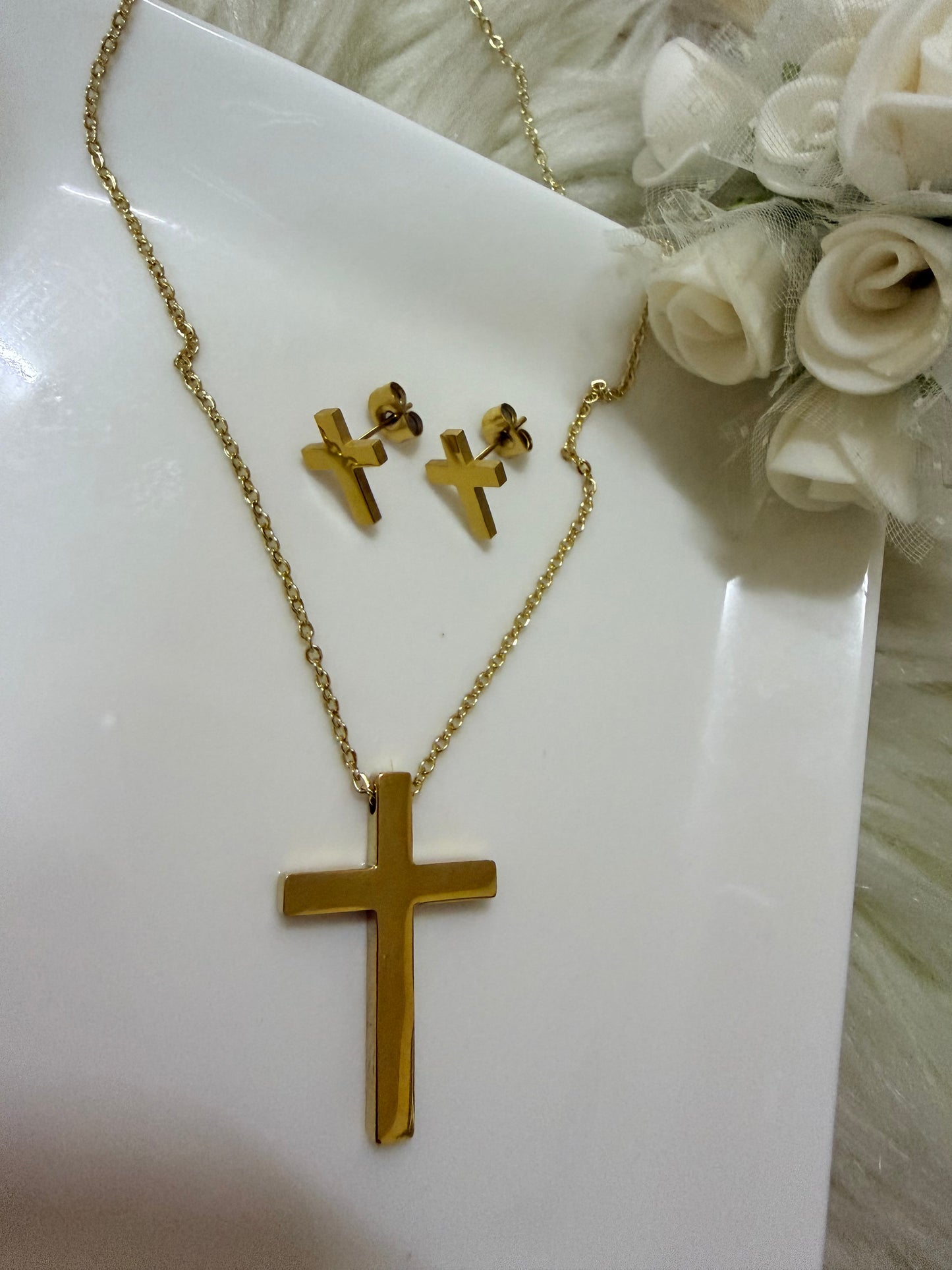 Cross Necklace and Earrings Set