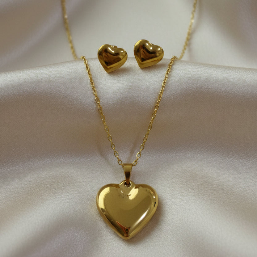 Heart Necklace and Earrings Set