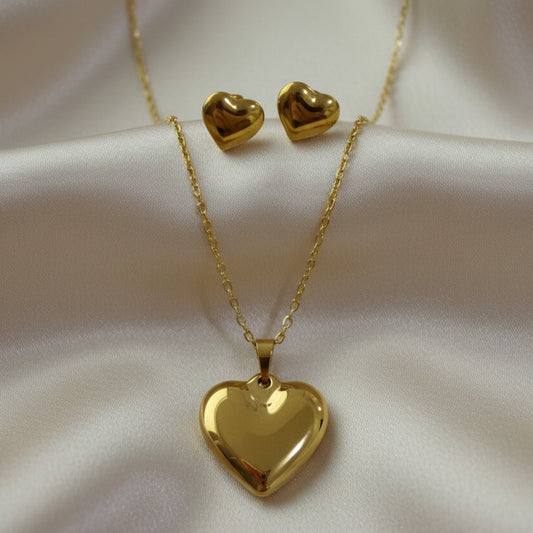 Heart Necklace and Earrings Set