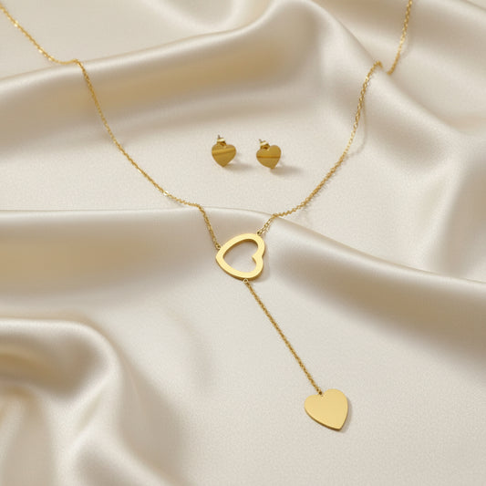Heart Necklace and Earrings Set