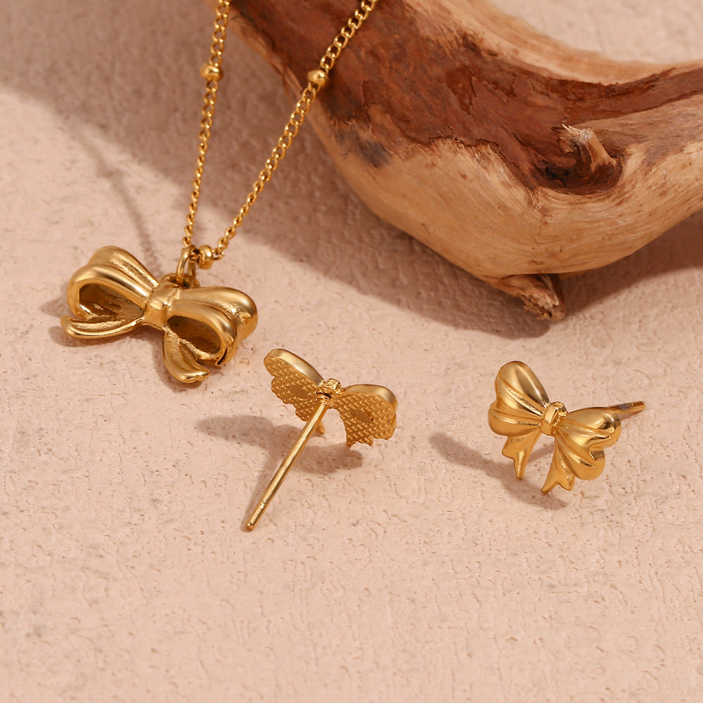 Yasmin Bow Necklace and Earrings Set
