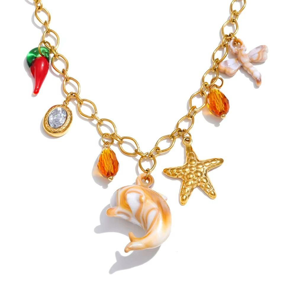 Shell Resin Dolphin Conch Necklace