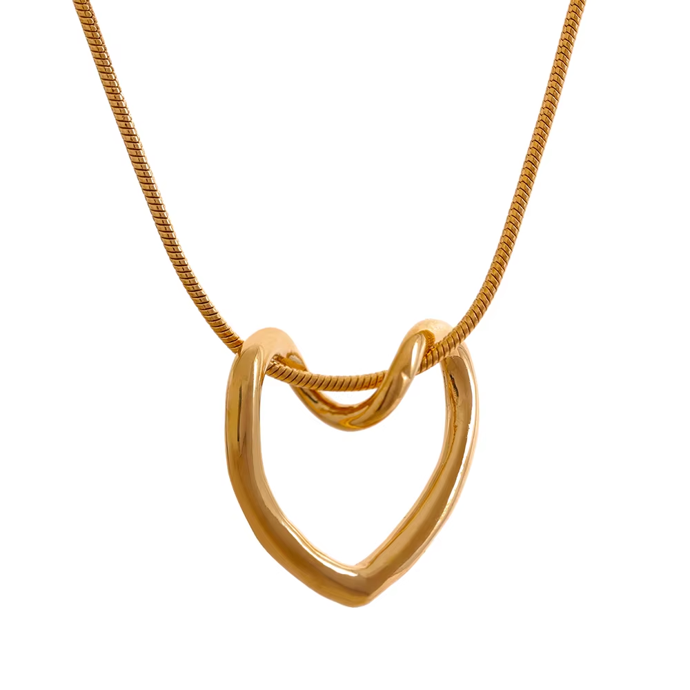 Minimalist Heart Hollow Pendant Necklace