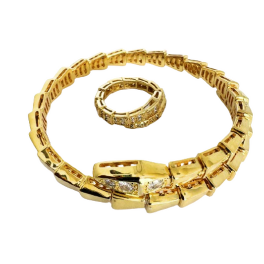 Serpent Studded Bangle and Ring Set