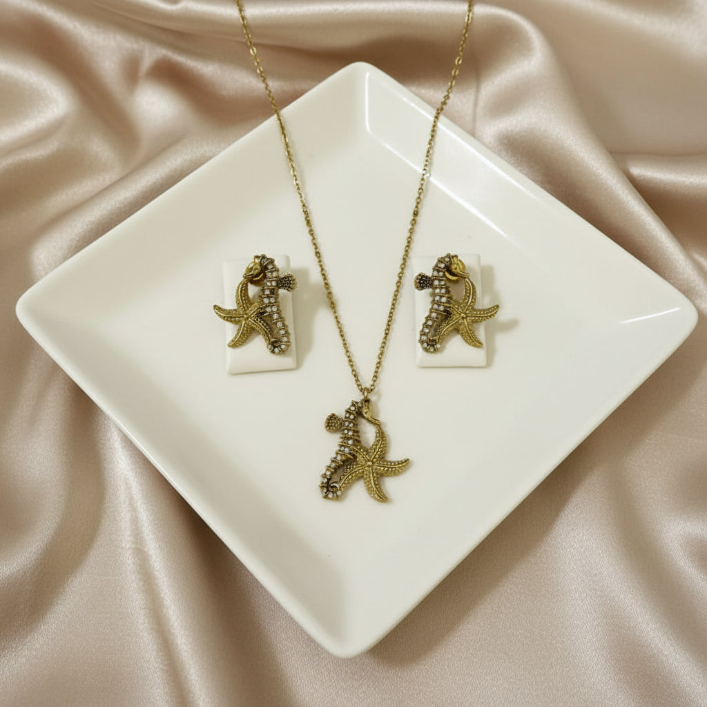 Starfish Necklace and Earrings Set