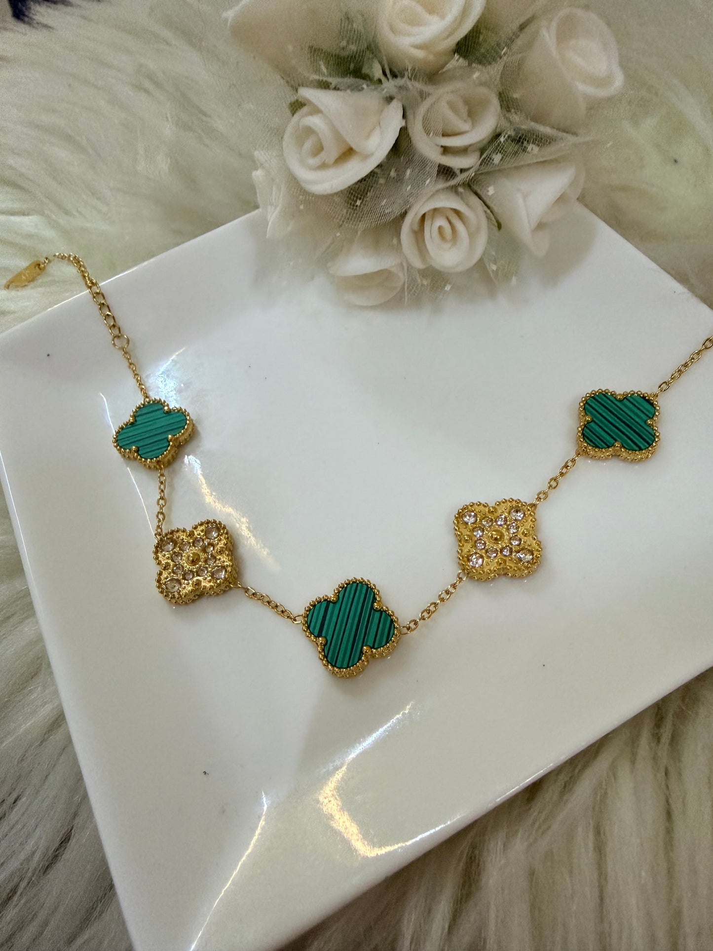 Four Leaf Clover Zirconia Bracelet Green