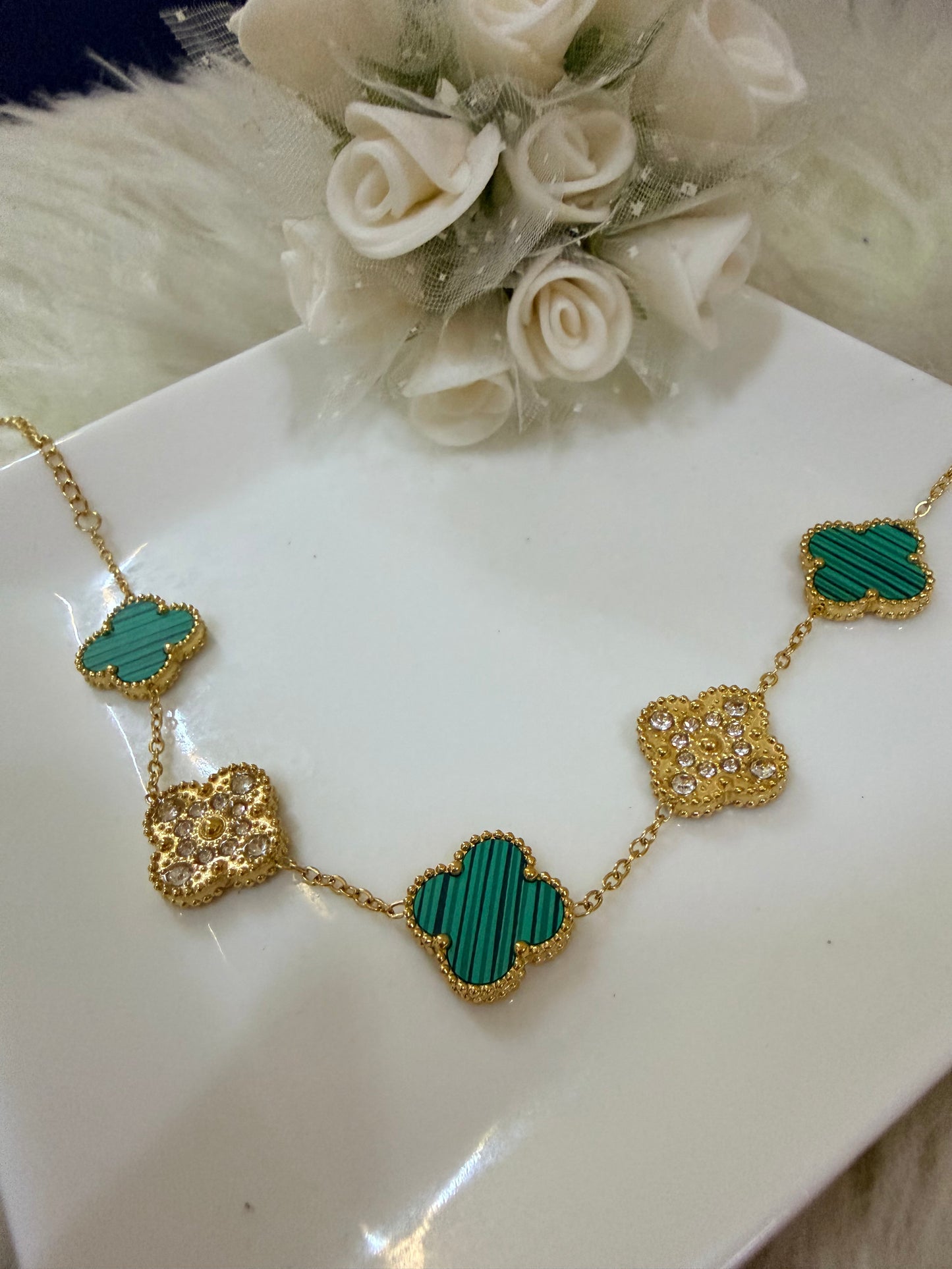 Four Leaf Clover Zirconia Bracelet Green