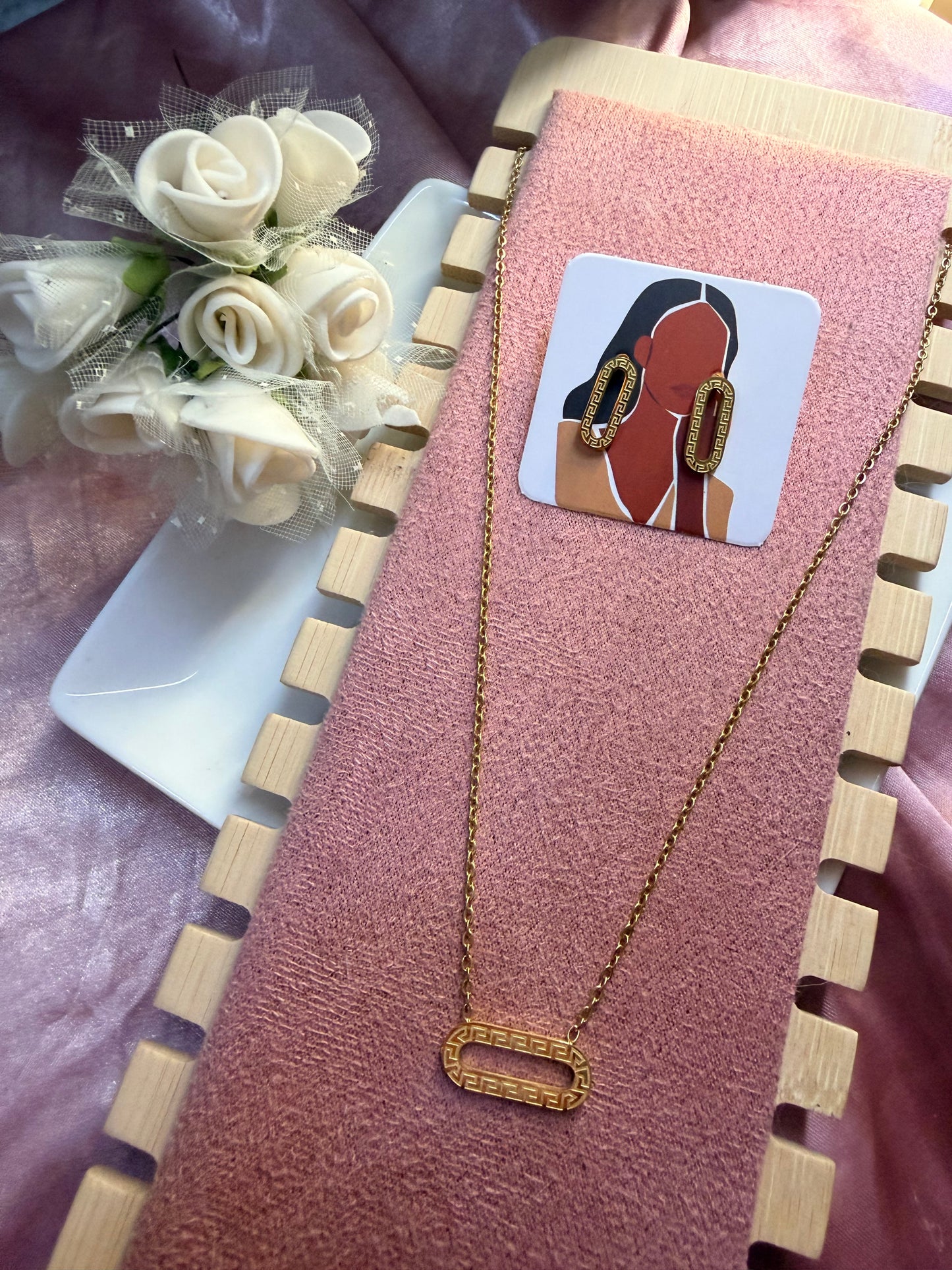 Greek Necklace and Earrings Set