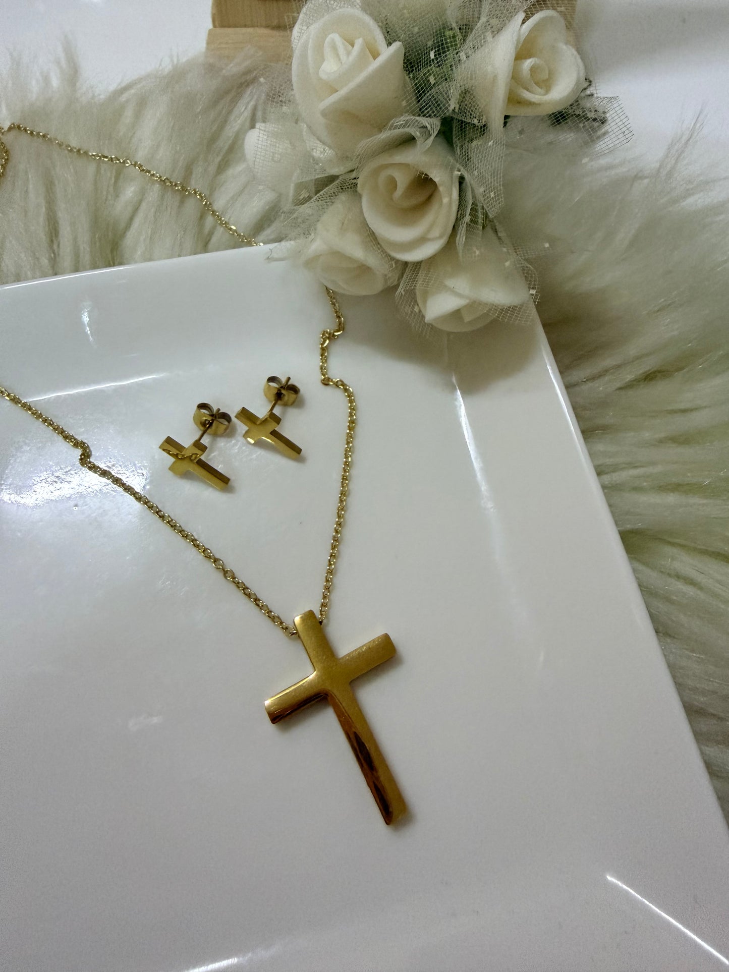 Cross Necklace and Earrings Set