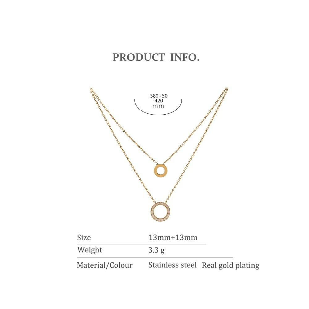 Round Hollow Layered Chain Necklace