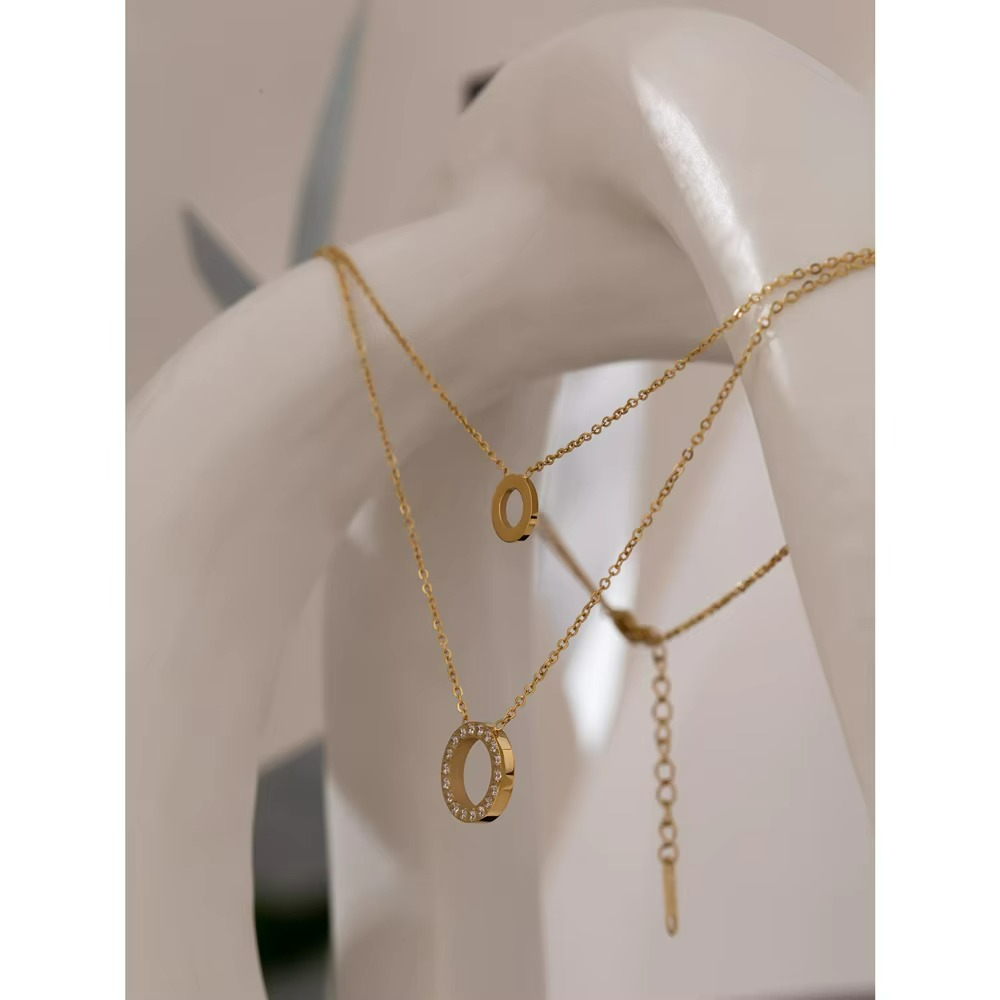 Round Hollow Layered Chain Necklace