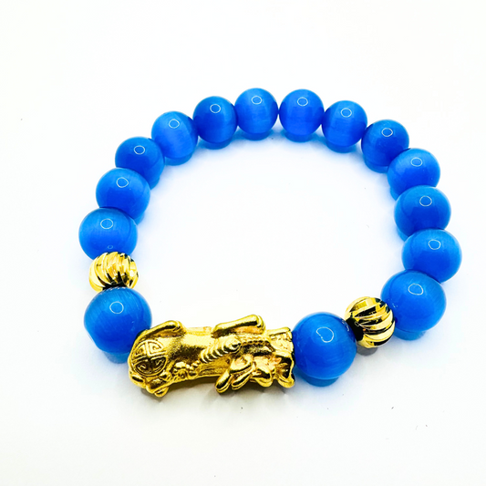 Pixiu Blue Natural Stone Charm Bracelet