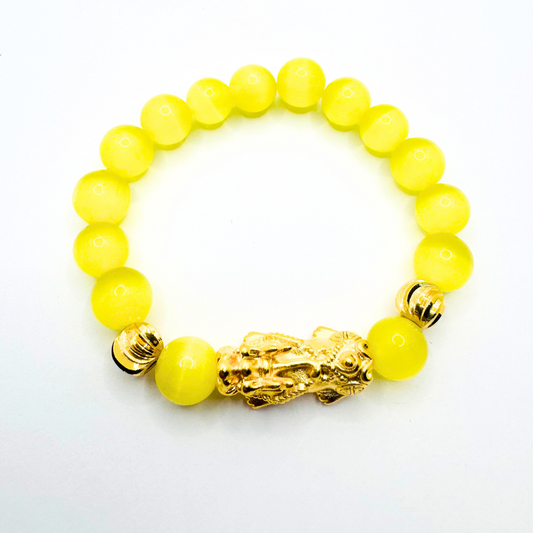 Pixiu Yellow Natural Stone Charm Bracelet