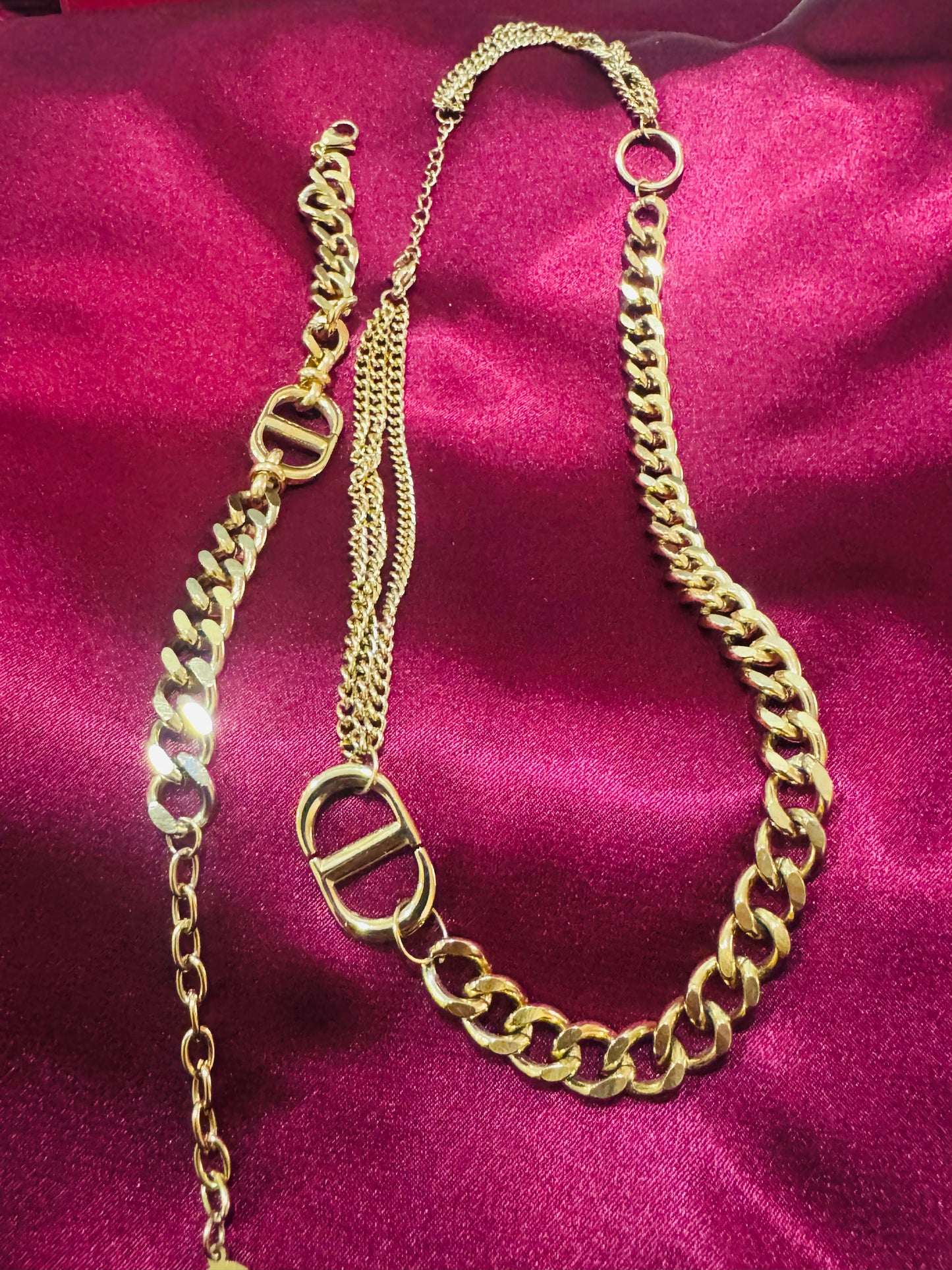 CD Chain Necklace and Bracelet Set