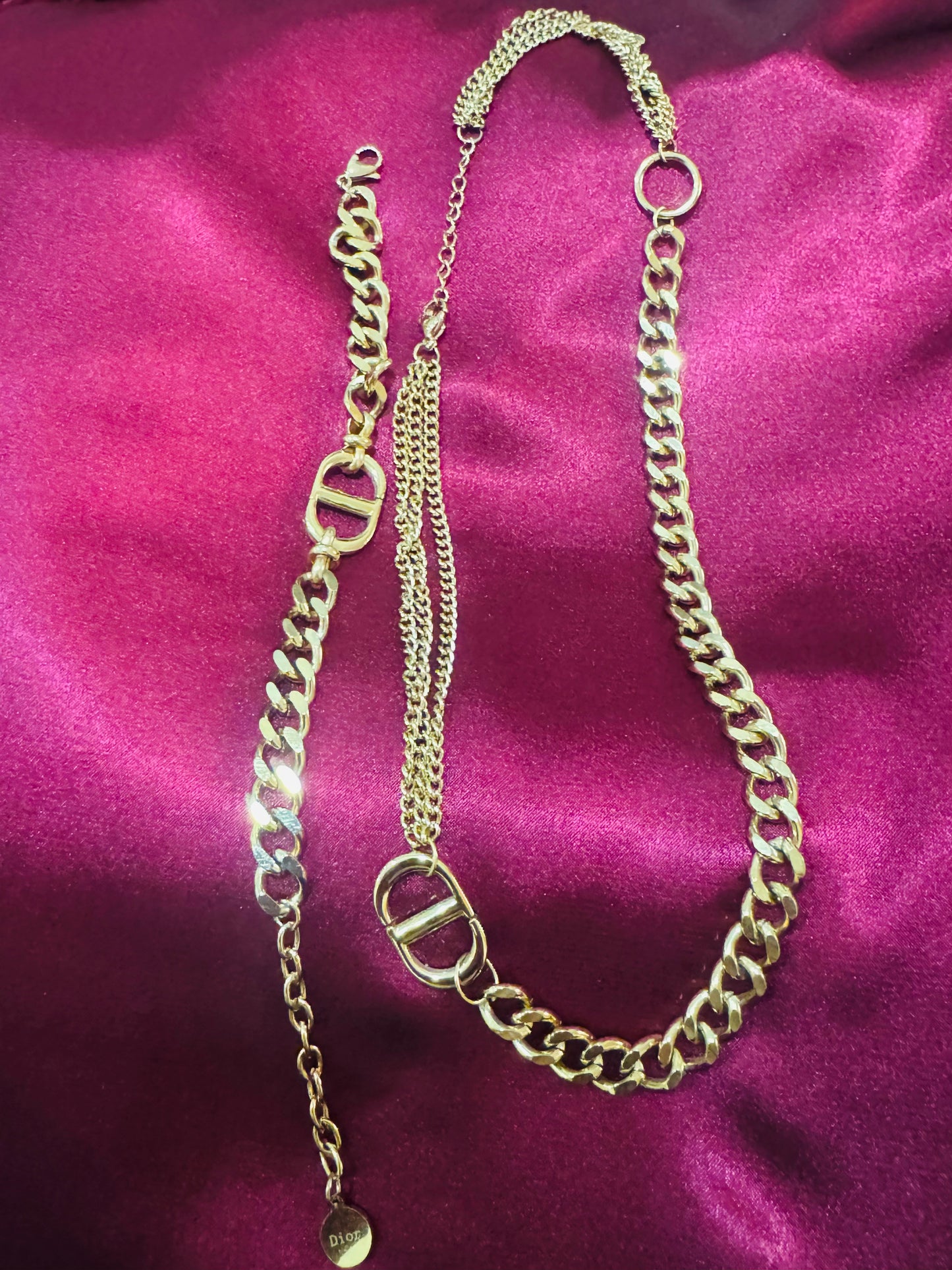 CD Chain Necklace and Bracelet Set