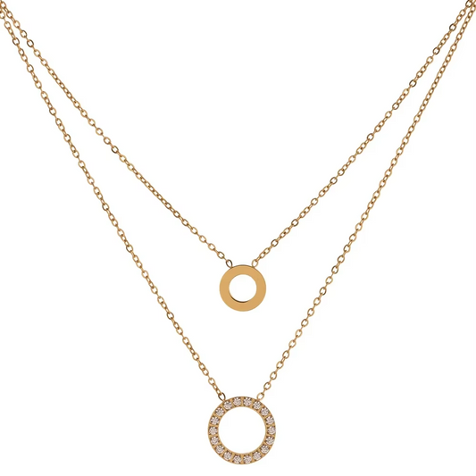 Round Hollow Layered Chain Necklace