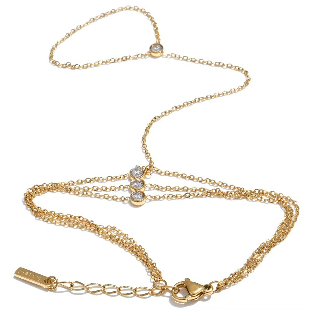 Trio Zirconia Chain Finger Bracelet